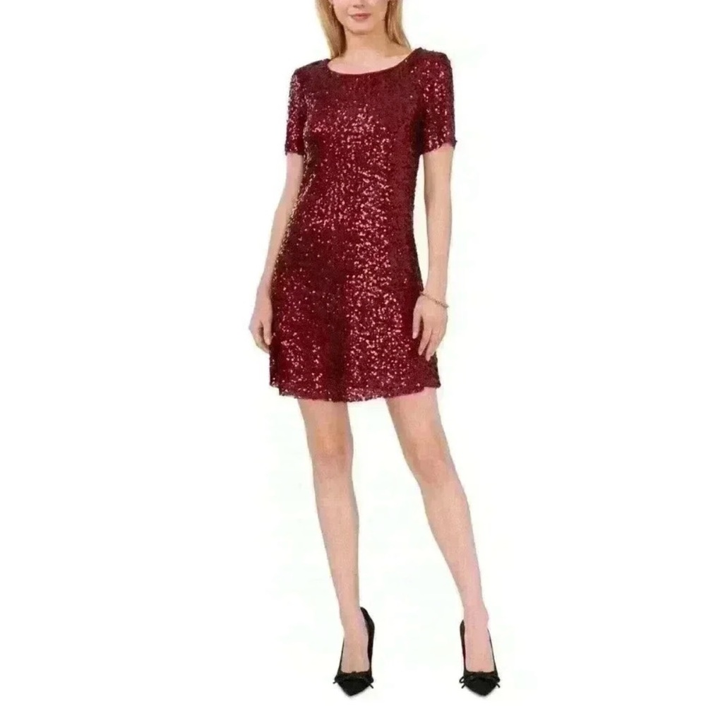 Brand New Vince Camuto Burgundy Sparkle & Shine Sequin Dress - Size XL